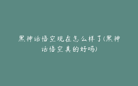 黑神话悟空现在怎么样了(黑神话悟空真的好吗)